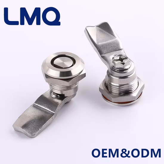 Eastern Europe Φ 13 Stainless Steel Quarter Turn Lock, SUS 316 Cabinet Cylinder Cam Lock for Industrial Railway Rail Vehicle ATM Vending Machine