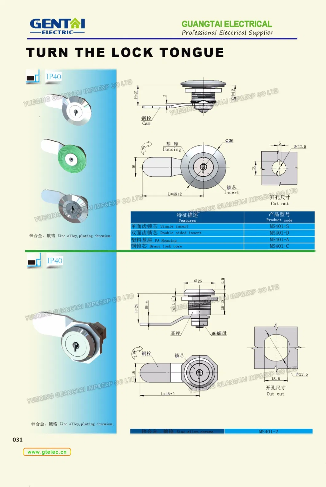 Ms762 Turn Metal Cabinet Door Cam Lock