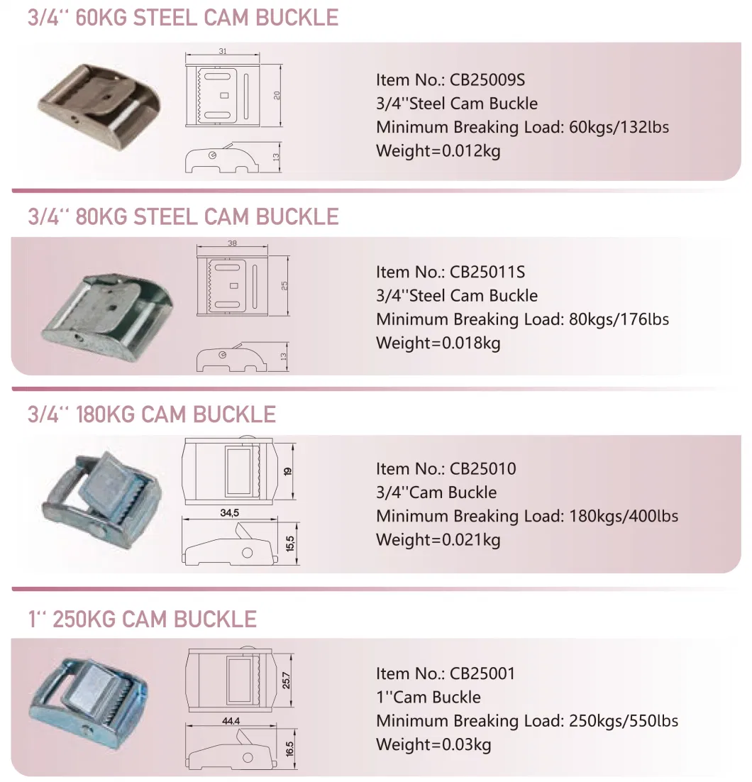 1500kgs Belt Cam Buckle Metal Buckle for Cargo Lashing