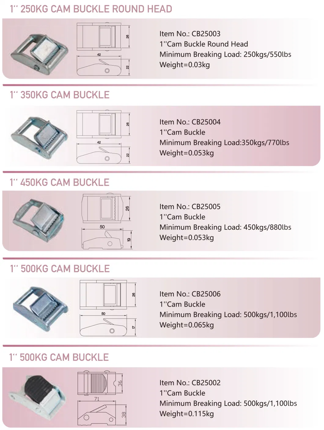 Width 25-100mm Tie Down Aluminum Alloy Lock Buckle